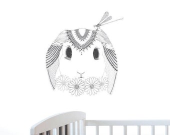 Peaceful Bunny Wall Sticker Decal | Illustration Wall Stickers, Animals Wall Stickers, Wall Decals, Home Decor, Wall Art, Illustrations