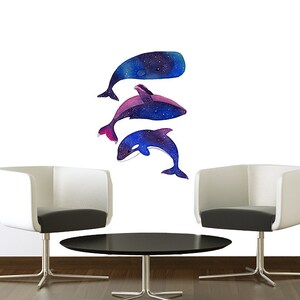Galaxy Whale Family Wall Sticker Decal | Kids Wall Stickers, Animals Wall Stickers, Childrens Wall Decals, Wall Art, Kids Room, Girl, Boy