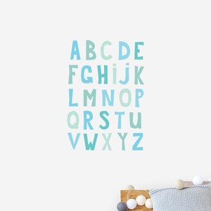 Aqua Alphabet Wall Sticker Decal | Educational Wall Stickers, Learning, Wall Art, Wall Decals, Kids Room, School, Education, Gifts