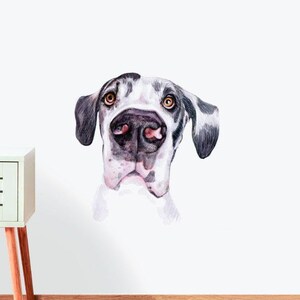 グレートデーンの白黒ウォールステッカーデカール | 犬とペットのウォールステッカー、ウォールアート、ウォールデカール、子供用ステッカー、動物のウォールデカール