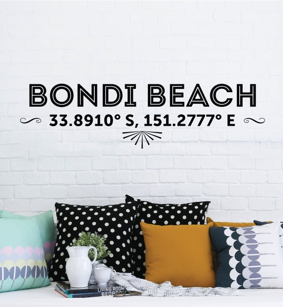 Bondi Beach Latitude Wall Sticker Decal Es - Beach Themed Wall Decals Australia Bondi Beach Latitude Wall Sticker Decal Es - Beach Themed Wall Decals Australia