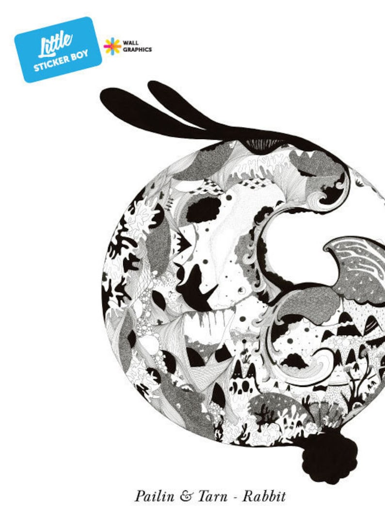 Animals Wall Stickers Wall Art Home Decor Rabbits In The Moon Wall Sticker Decal Illustrations Illustration Wall Stickers Wall Decals