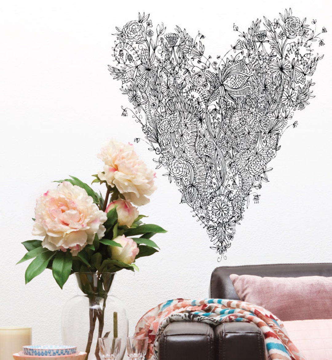 Love Heart Wall Sticker Decal | Illustration Wall Stickers, Animals ...
