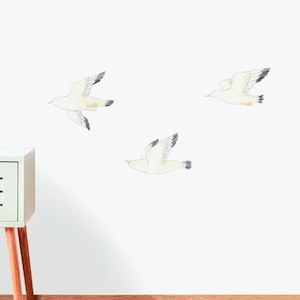 Three Flying Seagulls Wall Sticker Decal | Nursery Wall Stickers, Animal Wall Decals, Home Decor, Baby Room, Wall Art, Girl, Boy