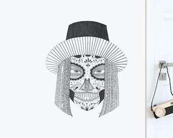 Mujer Del Muertos pared etiqueta etiquetada calcomanía / ilustración pegatinas de pared, animales pegatinas de pared, calcomanías de pared, decoración del hogar, arte de la pared, ilustraciones