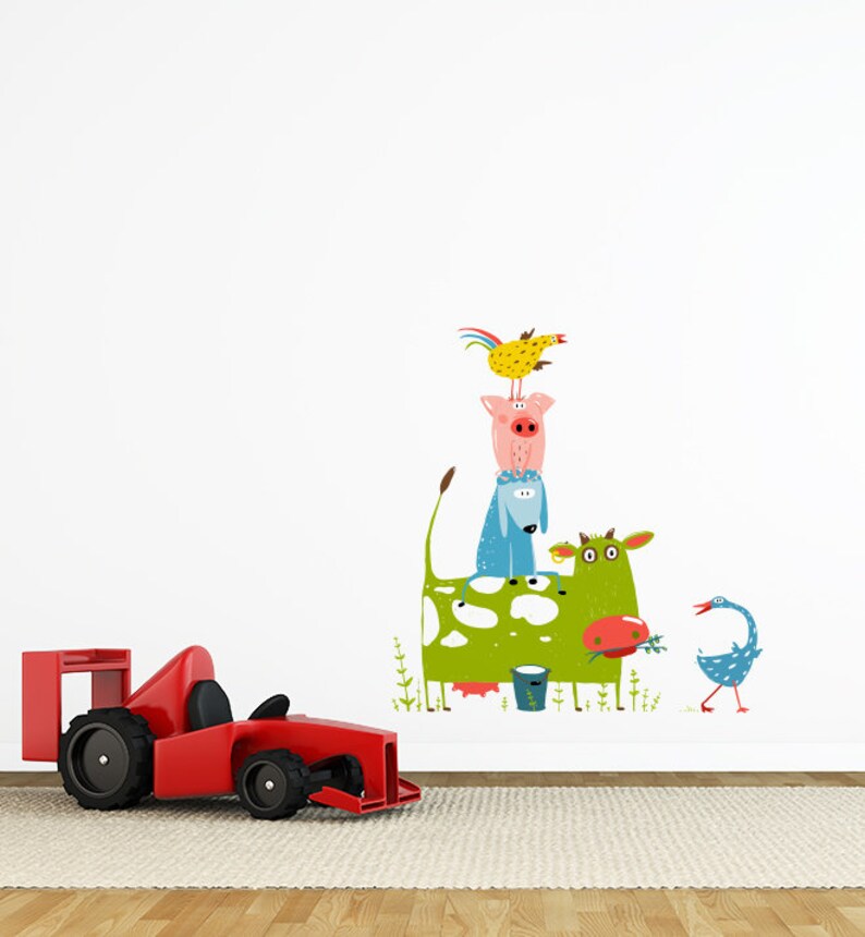Wall Art Farm Animals All Stacked Wall Sticker Decal Animals Wall Stickers Kids Wall Stickers Kids Room Childrens Wall Decals