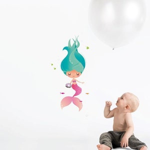 Beautiful Mermaid Wall Sticker Decal | Kids Wall Stickers, Animals Wall Stickers, Childrens Wall Decals, Wall Art, Kids Room, Girl, Boy