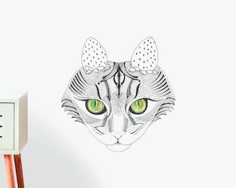Wall Tattoo Animals Cat in detail faithful Design Wall Sticker Decoration 