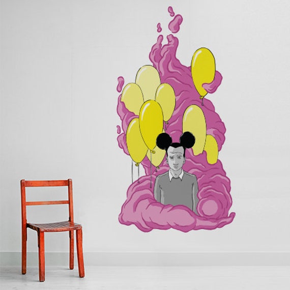 On A Pink Cloud Wall Sticker Decal Kids Wall Stickers Etsy