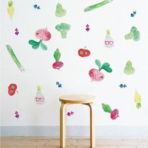 Vege Patch (Collection Of 22) Wall Sticker Decal | Pattern, Wall Art, Girls Room, Boys Room, Nursery Decal, Wall Decals, Kids Room Patterns