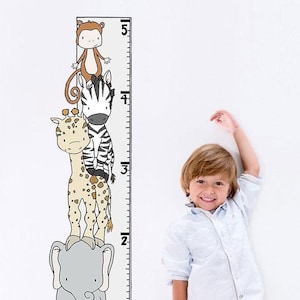 Safari Growth Chart Wall Sticker Decal | Educational Wall Stickers, Learning, Wall Art, Wall Decals, Kids Room, School, Education, Gifts