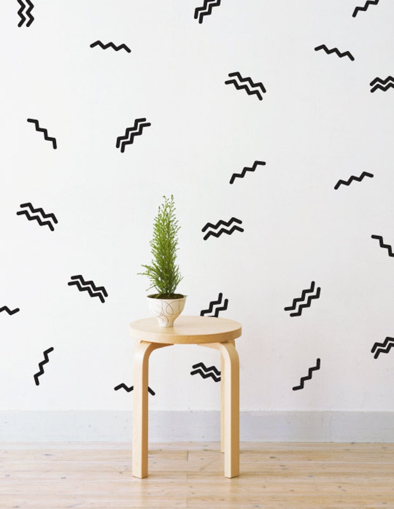 Party Confetti Zig Zag Set Of 80 Wall Sticker Decal Pattern, Wall Art, Girls Room, Boys Room, Nursery Decal, Kids Room Patterns image 1