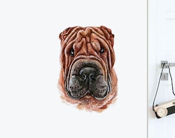 Shar Pei pared calcomanía / perros y mascotas pegatinas de pared, arte de la pared, calcomanías de la pared, pegatinas de los niños, animales calcomanías de la pared