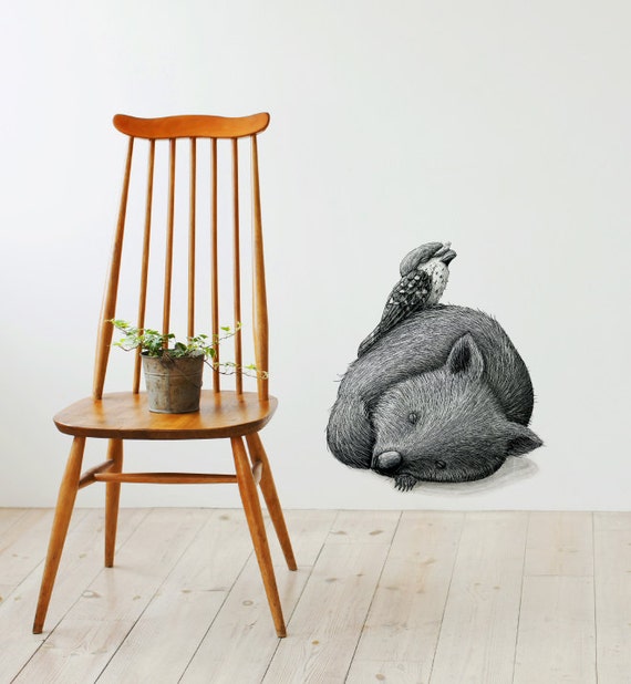 Wombat Tawny Wall Sticker Decal Australian Animal Decals - Australian Art Wall Decals Wombat Tawny Wall Sticker Decal Australian Animal Decals - Australian Art Wall Decals