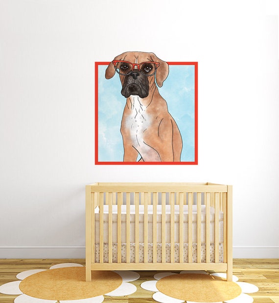 Kids Stickers Dogs and Pets Wall Stickers Wall Art Boxer Dog Wall Sticker Decal Wall Decals Animals Wall Decals