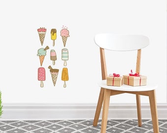 Ice Cream Pack Wall Sticker Decal | Kids Wall Stickers, Animals Wall Stickers, Childrens Wall Decals, Wall Art, Kids Room, Girl, Boy