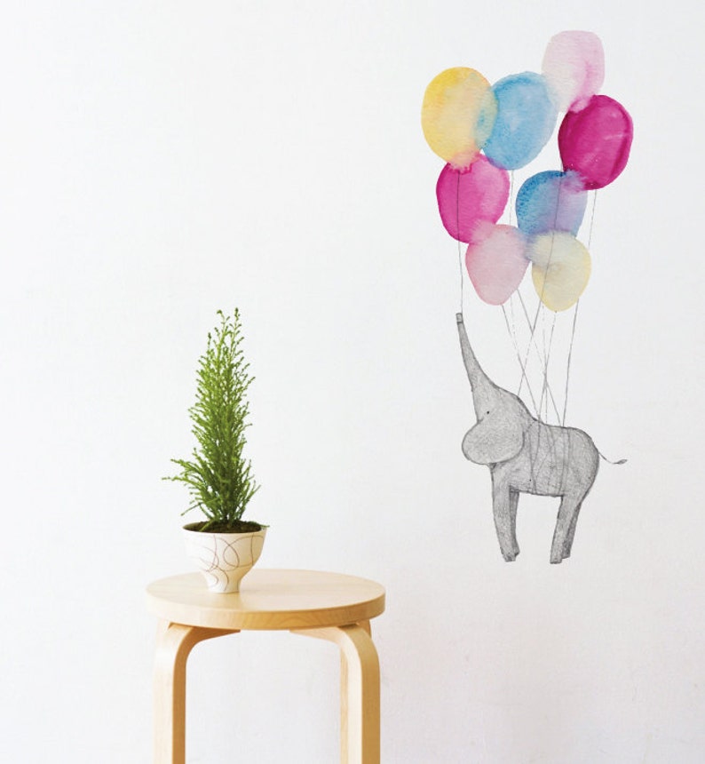 Boy Baby Room Elephant On Balloons Wall Sticker Decal Wall Art Nursery Wall Stickers Animal Wall Decals Girl Home Decor