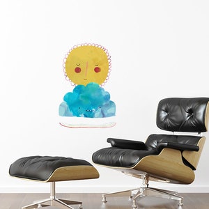 Shy Sun Friends With Cloud Wall Sticker Decal | Illustration Wall Stickers, Animals Wall Stickers, Home Decor, Wall Art, Illustrations