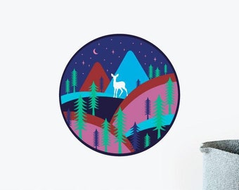 Crossroad pared etiqueta engomada / ilustración pegatinas de pared, animales pegatinas de pared, calcomanías de pared, decoración del hogar, arte de la pared, ilustraciones