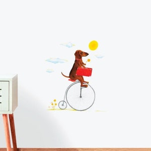 Dog Riding Penny-Farthing Wall Sticker Decal | Kids Wall Stickers, Animals Wall Stickers, Childrens Wall Decals, Wall Art, Kids Room