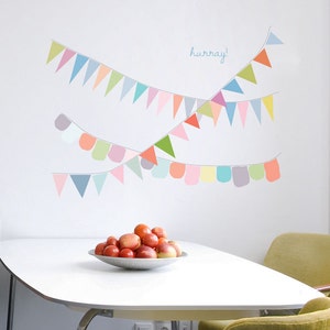 Hurray For Bunting Wall Sticker Decal | Pattern, Wall Art, Girls Room, Boys Room, Nursery Decal, Wall Decals, Kids Room Patterns