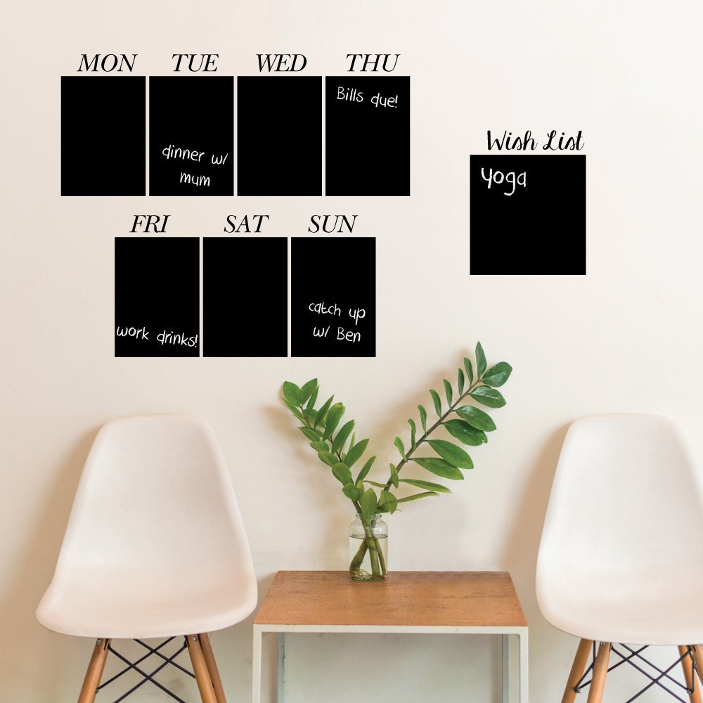 Jour de Semaine Tableau Noir | Lot 8 Sticker Mural | Sticker Mural Citations, Stickers Muraux, Mots,