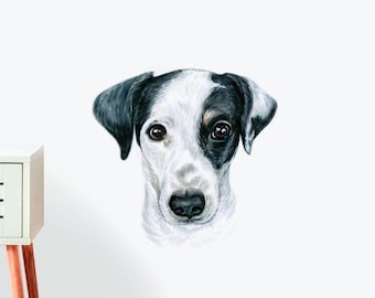Negro y blanco Jack Russel pared pegatina calcomanía / perros y mascotas pegatinas de pared, arte de la pared, calcomanías de pared, pegatinas para niños, animales calcomanías de pared