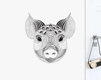 Wealthy Pig Wall Sticker Decal | Illustration Wall Stickers, Animals Wall Stickers, Wall Decals, Home Decor, Wall Art, Illustrations