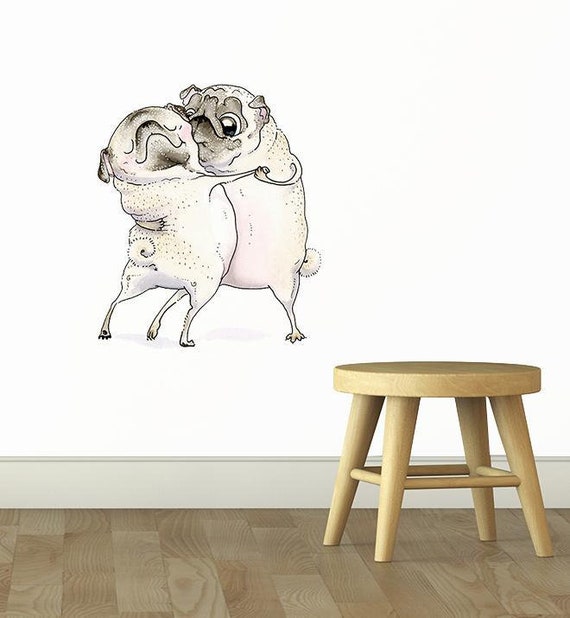 PUG WALL STICKER LOVE PET DOG decal art PUG WALL STICKER LOVE PET DOG decal art