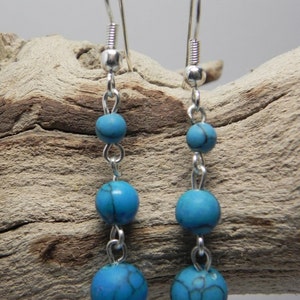 Handmade, Turquoise Semi-Precious Dangle Earring, Gift for Mom, Grandmother, Wedding, Bridesmaid, for Her, for Special Occasion. image 1