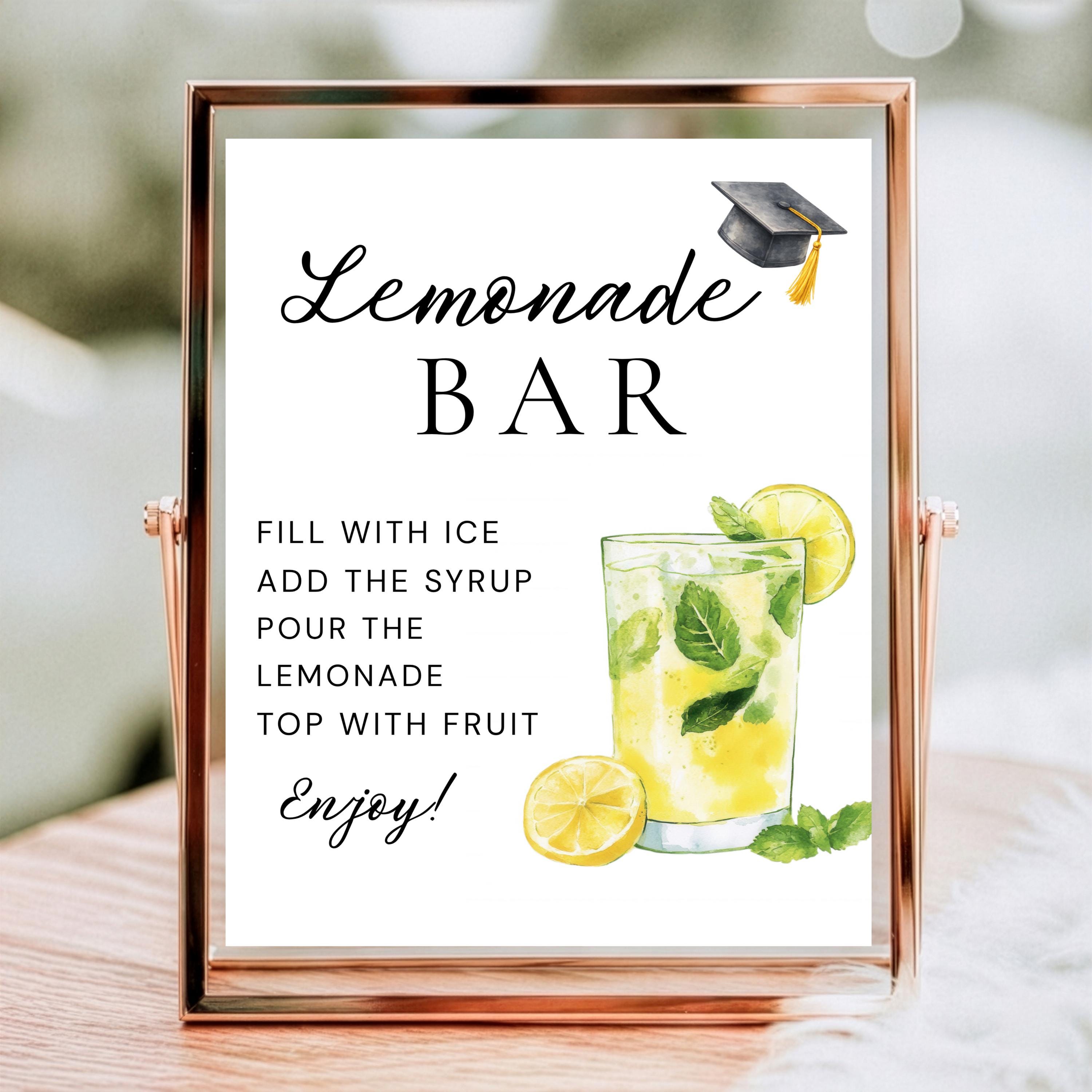 Lemonade Bar Graduation Sign, Editable Grad Party Mocktail Drink Menu ...
