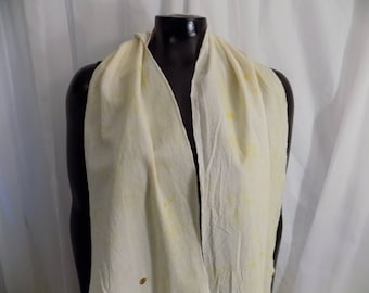 Eco Dyed Buttery Yellow Scarf with Dandelions