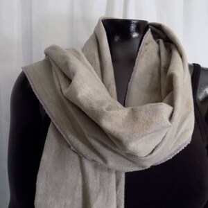 Eco Dyed Flannel Gray/Brown Scarf with Burdock and Sumac Leaves