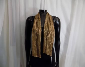 Eco Dyed Brown Silk Scarf with Wild Mushrooms