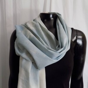 Eco Dyed Indigo Cotton Scarf with Diagonal Cut Edges