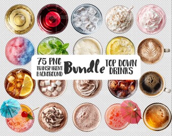 75 Top Down Getränk PNG-Bundle | Transparente Cocktail Bilder | 1000x1000 300 DPI