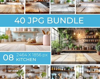 40 gestaltete Küche JPG Hintergründe | Produkt Mockup Bundle (Digitaler Download)