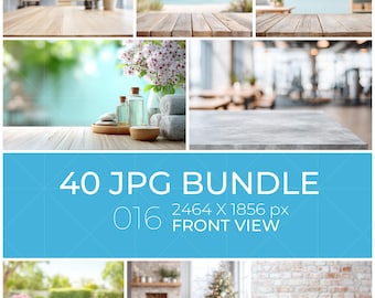 40 Produkt Mockup Hintergründe JPG Bundle | Gestylte Vorderansicht Foto Kulissen | Mockup Scene Paket