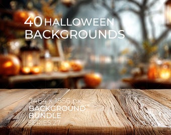 40 sfondi mockup per prodotti di Halloween / Pacchetto JPG per la tavola di Halloween / Foto di prodotti autunnali