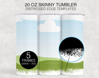 Distressed Bleach Tumbler Wrap Vorlage | 20 Unzen Skinny Sublimations SVG (Digital Download)