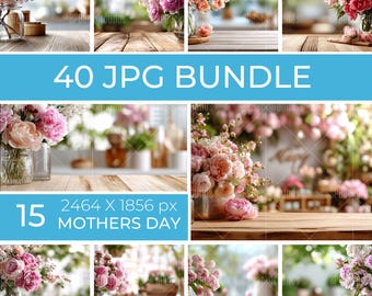 Mother’s Day Backgrounds Set | 40 JPG Images for Product Mockups
