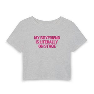 My Boyfriend Is Literally On Stage Baby Tee, Kiss All The Time Disco Occasionally Harry Album Merch Tour Concert Y2K 90s, Harry Styles Shirt Grey