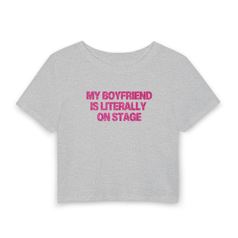 My Boyfriend Is Literally On Stage Baby Tee, Kiss All The Time Disco Occasionally Harry Album Merch Tour Concert Y2K 90s, Harry Styles Shirt Grey