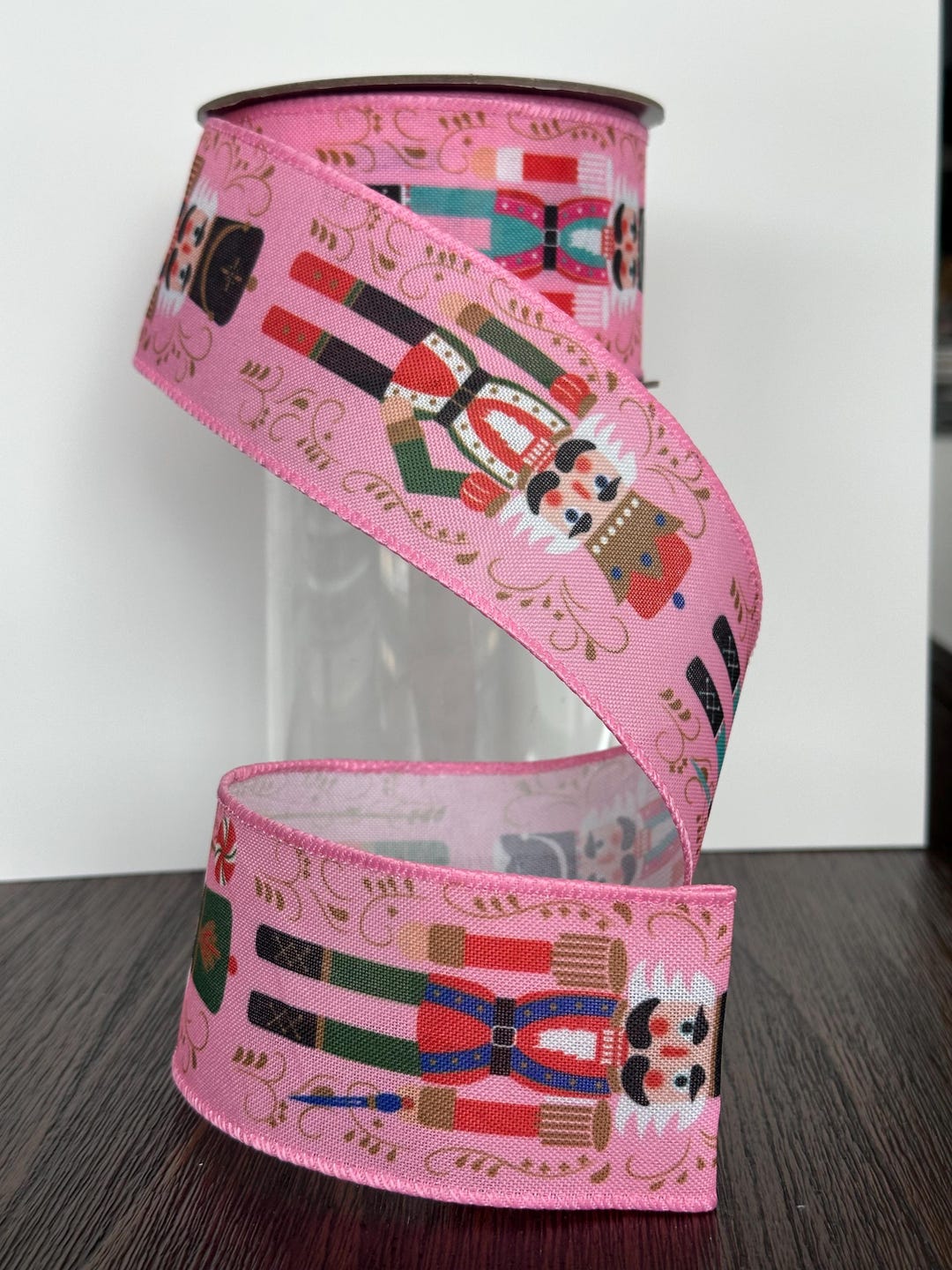 Nutcrakrt Ribbon Pink Nutcracker Scroll Wired Ribbon. - Etsy