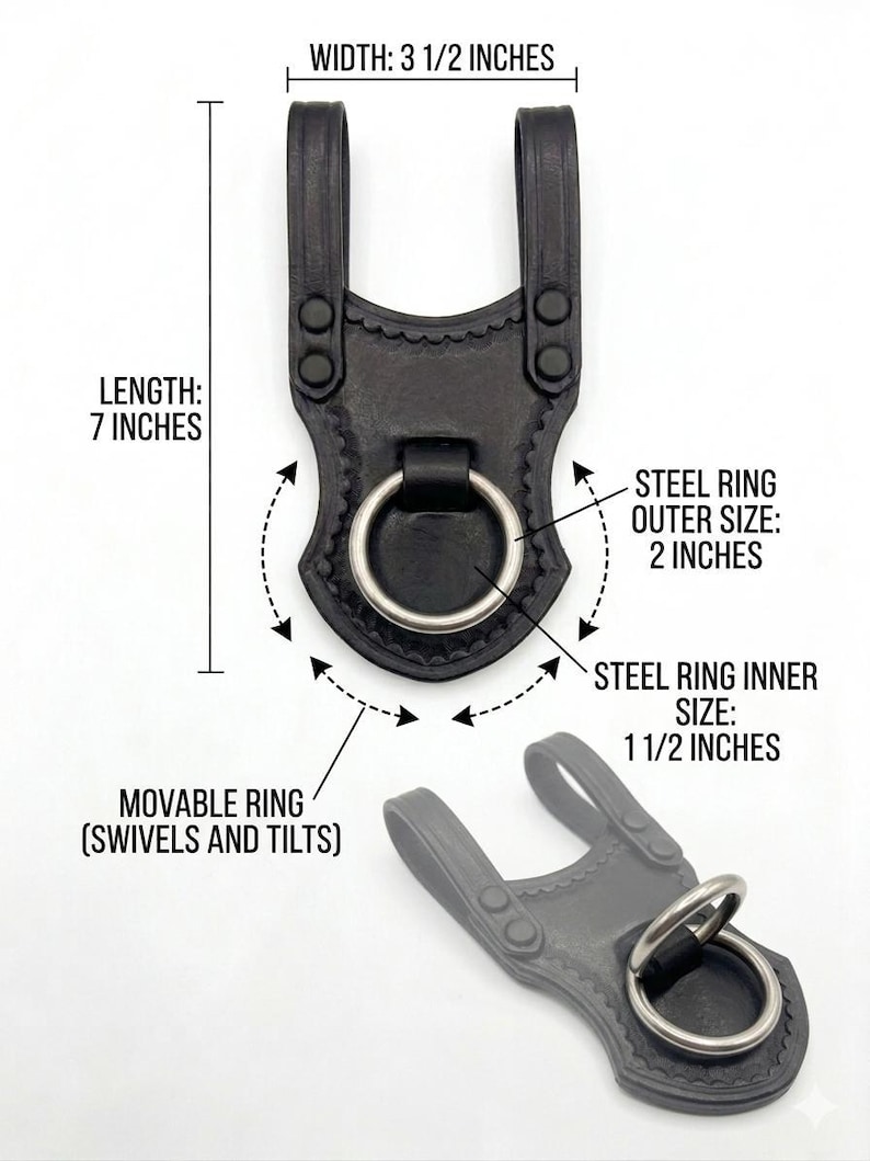 Handmade Leather Axe Holder Belt Loop – Viking & Medieval LARP Gear, Rugged Bushcraft Camping Tool, Her/Him Gift, Premium Steel Ring Holster image 4