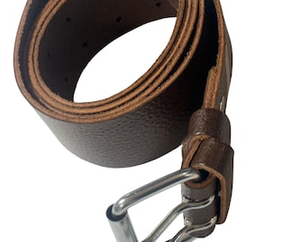 Kilt Belt Handcrafted Brown Leather – Double Prong Buckle, Scottish Belt