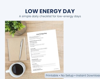 Burnout Day Planner | Simple Checklist for Low Energy Days (PDF Download)
