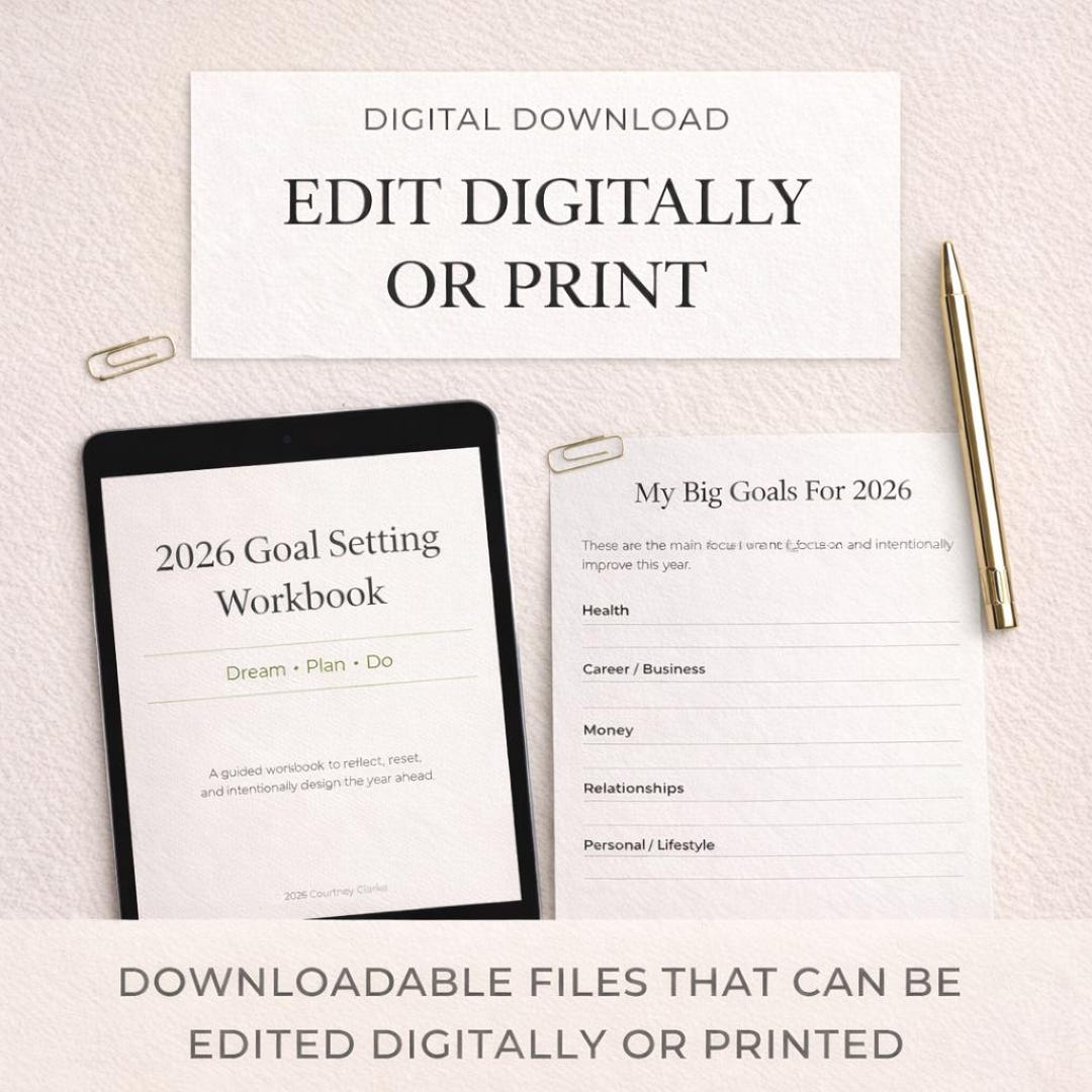 2026 Goal Setting Workbook | Digital Planner PDF | Reflect, Reset and ...