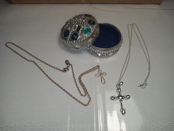 solid Sterling silver crucifix charm & chain + 14… - image 6