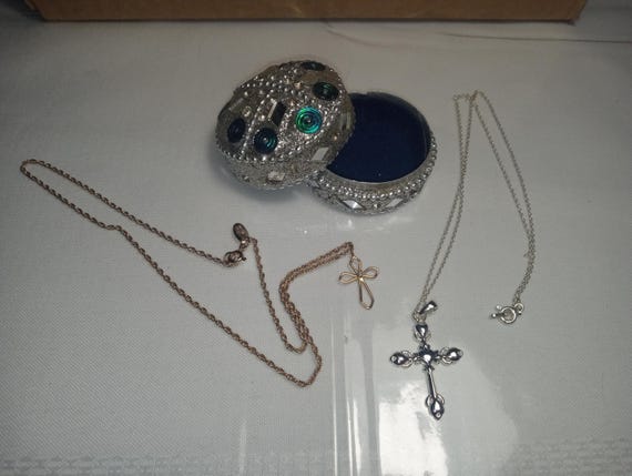 solid Sterling silver crucifix charm & chain + 14… - image 7